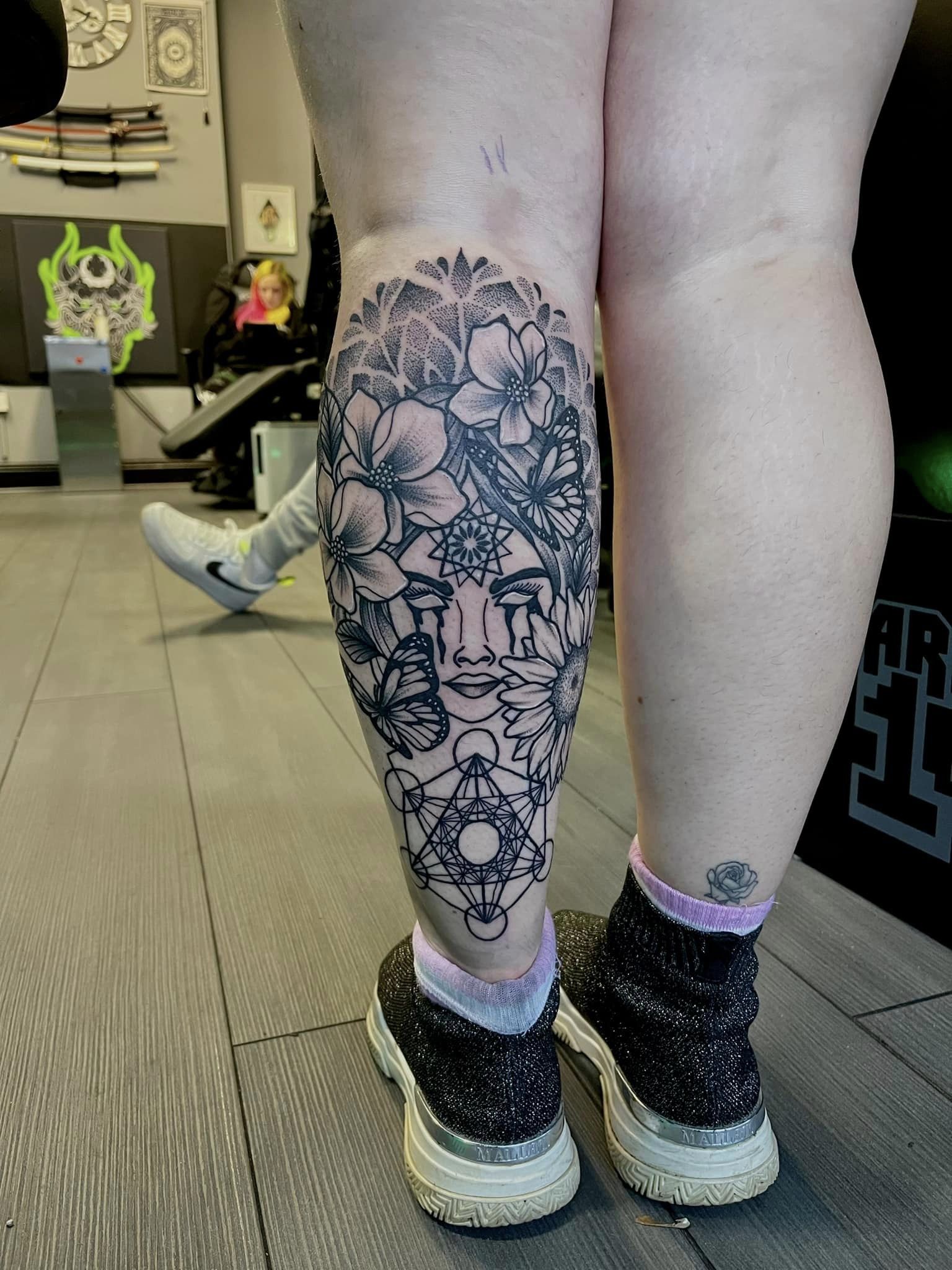 image of crying woman tattoo