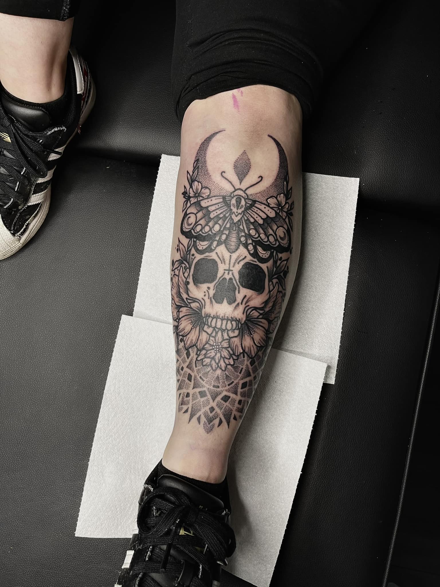 death head moth with skull tattoo